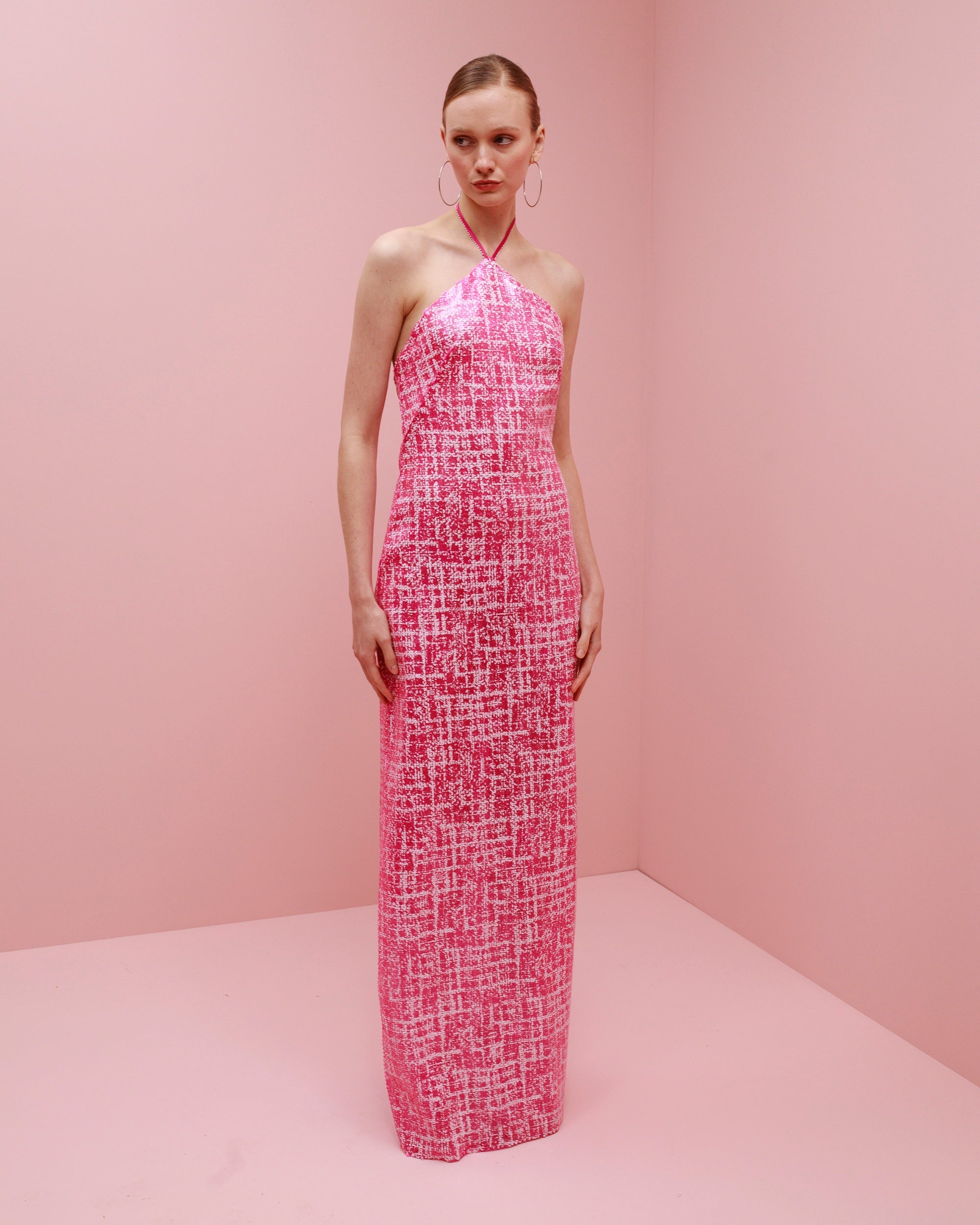 Serata Sequin Halter Maxi Dress