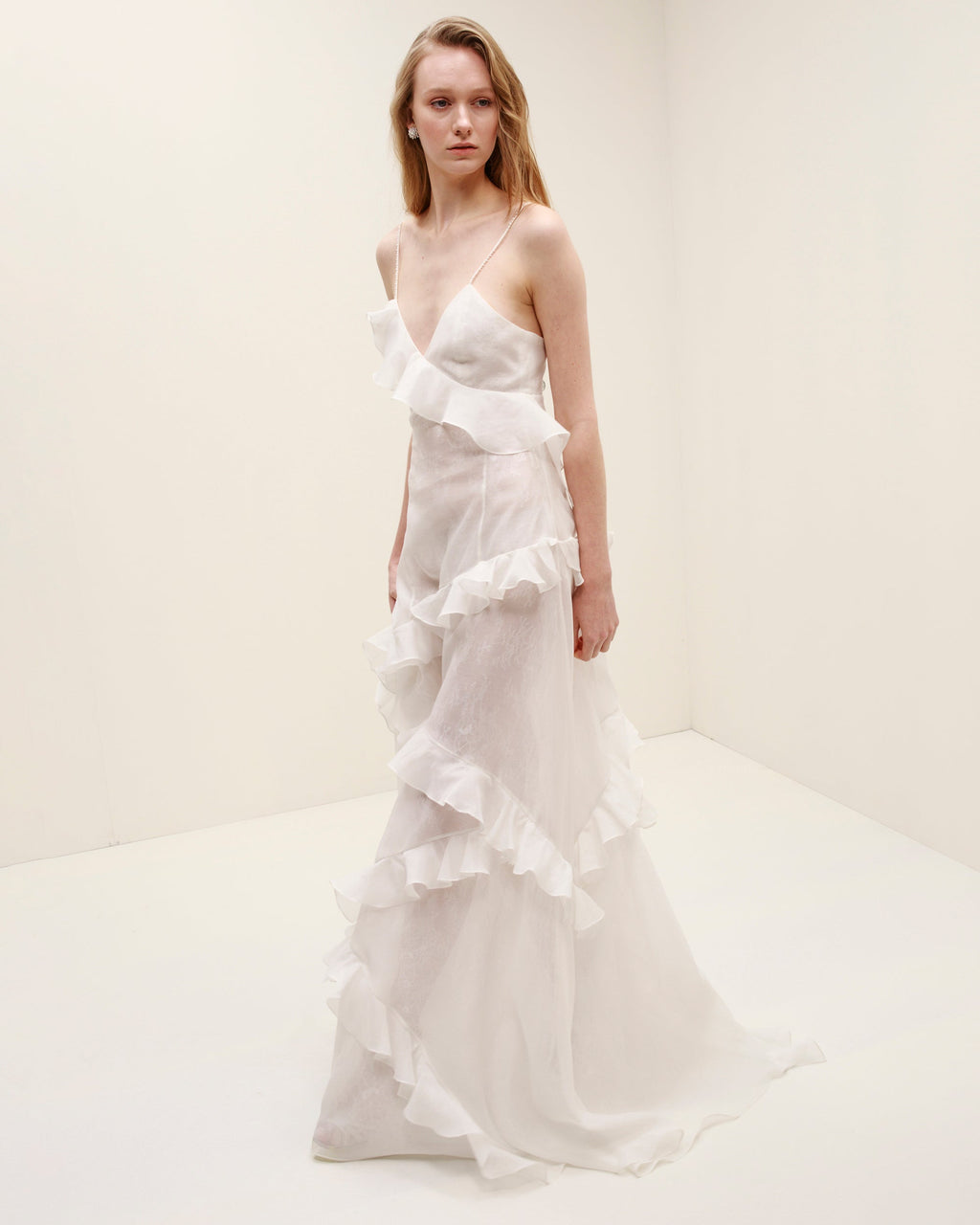 Mattina Ruffled V-Neck Maxi Dress