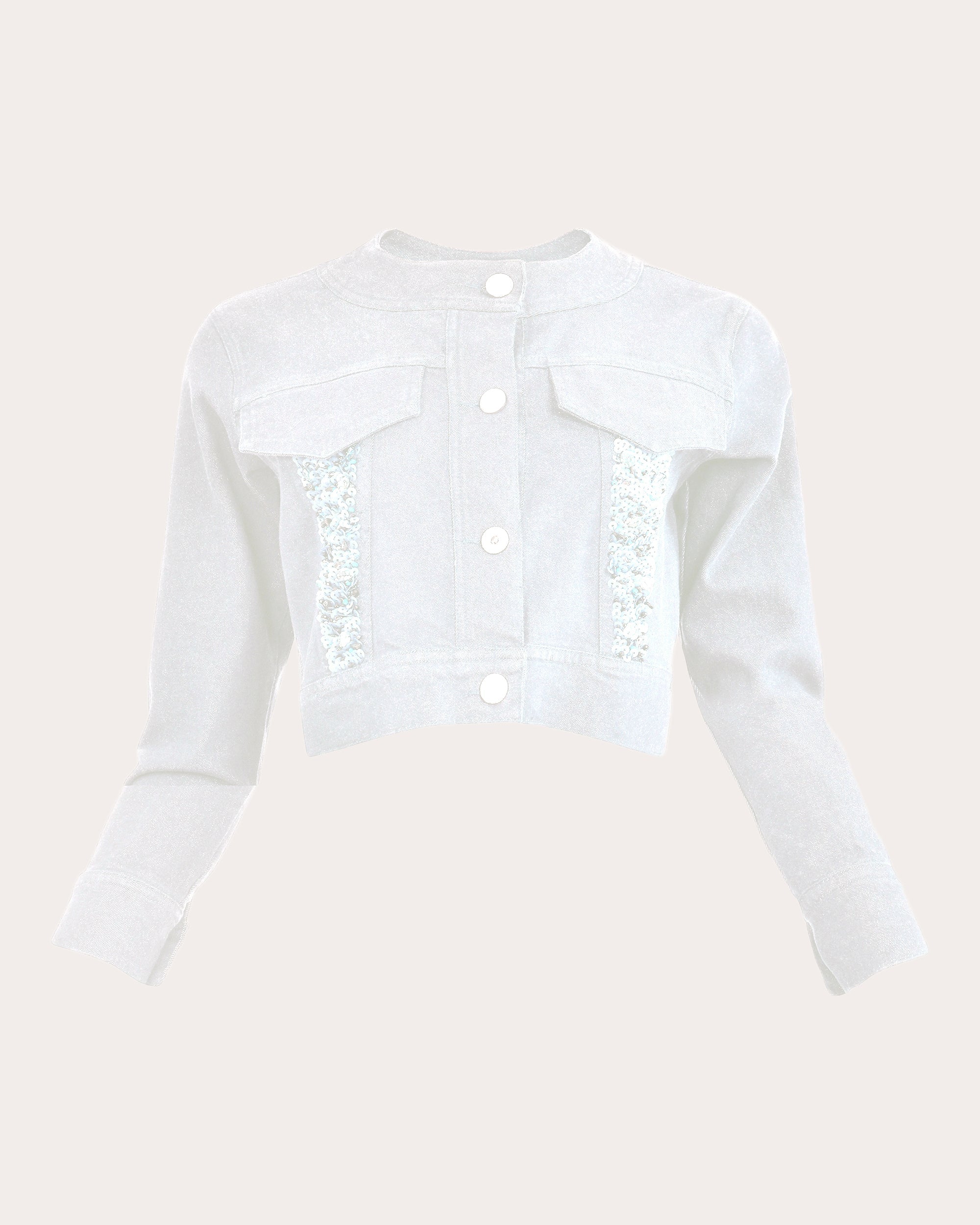 Archer Sequin Cropped Denim Jacket