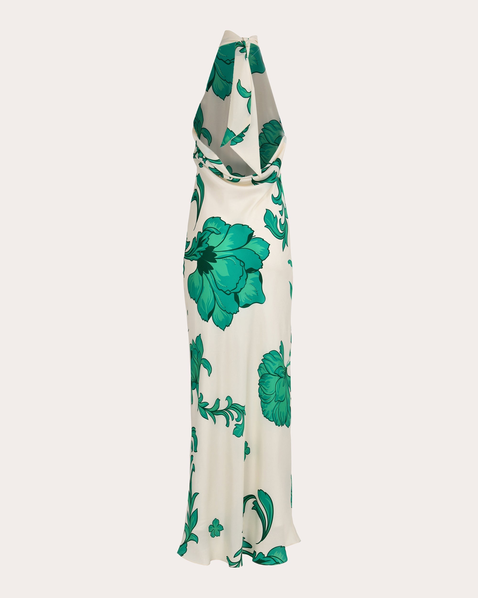Hera Beaded Floral Silk Halter Gown