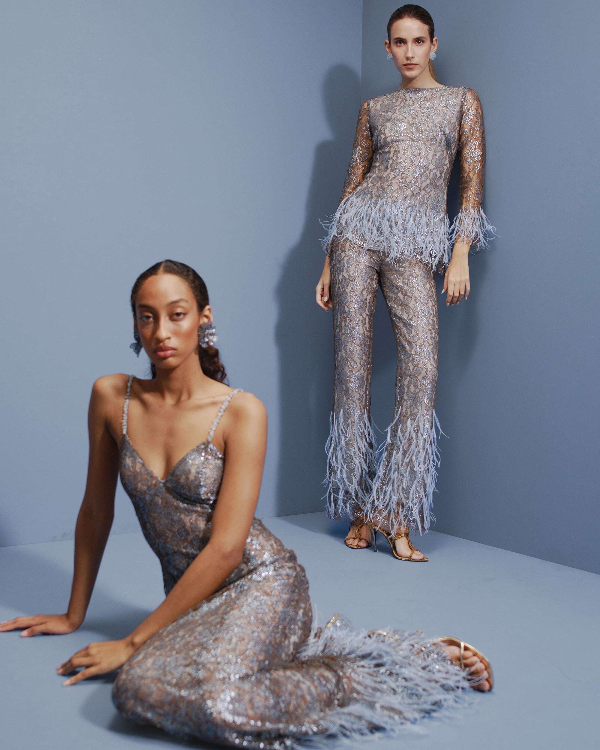 Ellipse Night Feathered Lace Pants