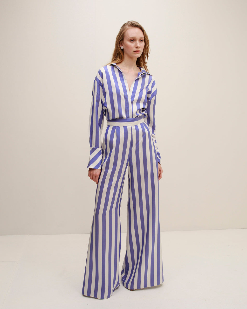 Cielo Stripe Silk Button-Up