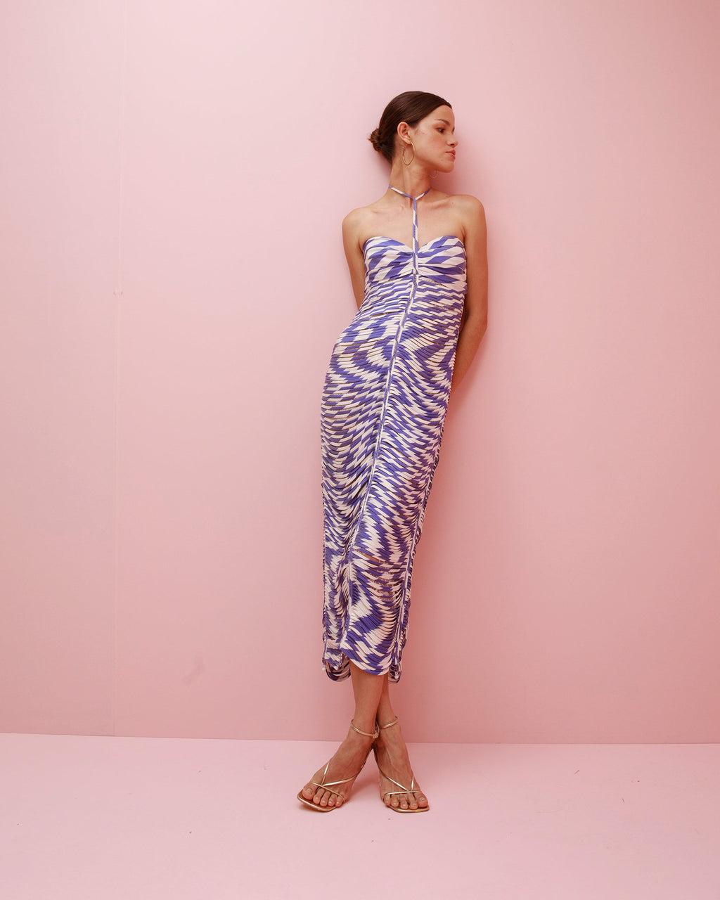 Alba Pata de Cabra Silk Halter Midi Dress