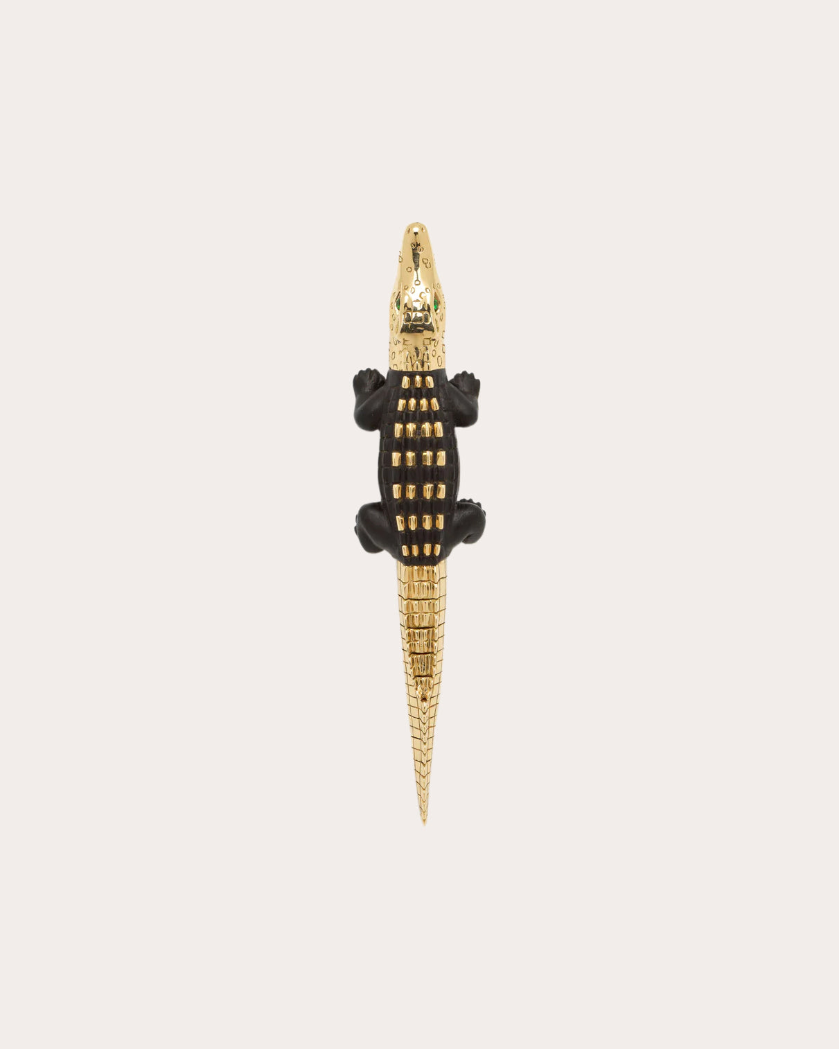 Alligator Bite Large 18K Gold Studded Ebony Diamond Single Earring