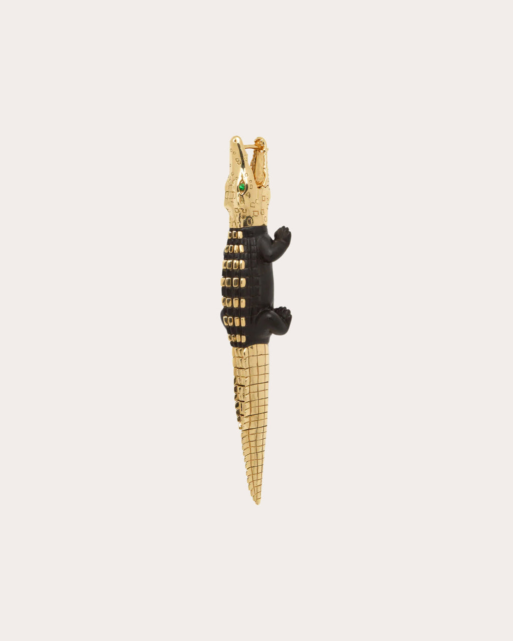 Alligator Bite Large 18K Gold Studded Ebony Diamond Single Earring
