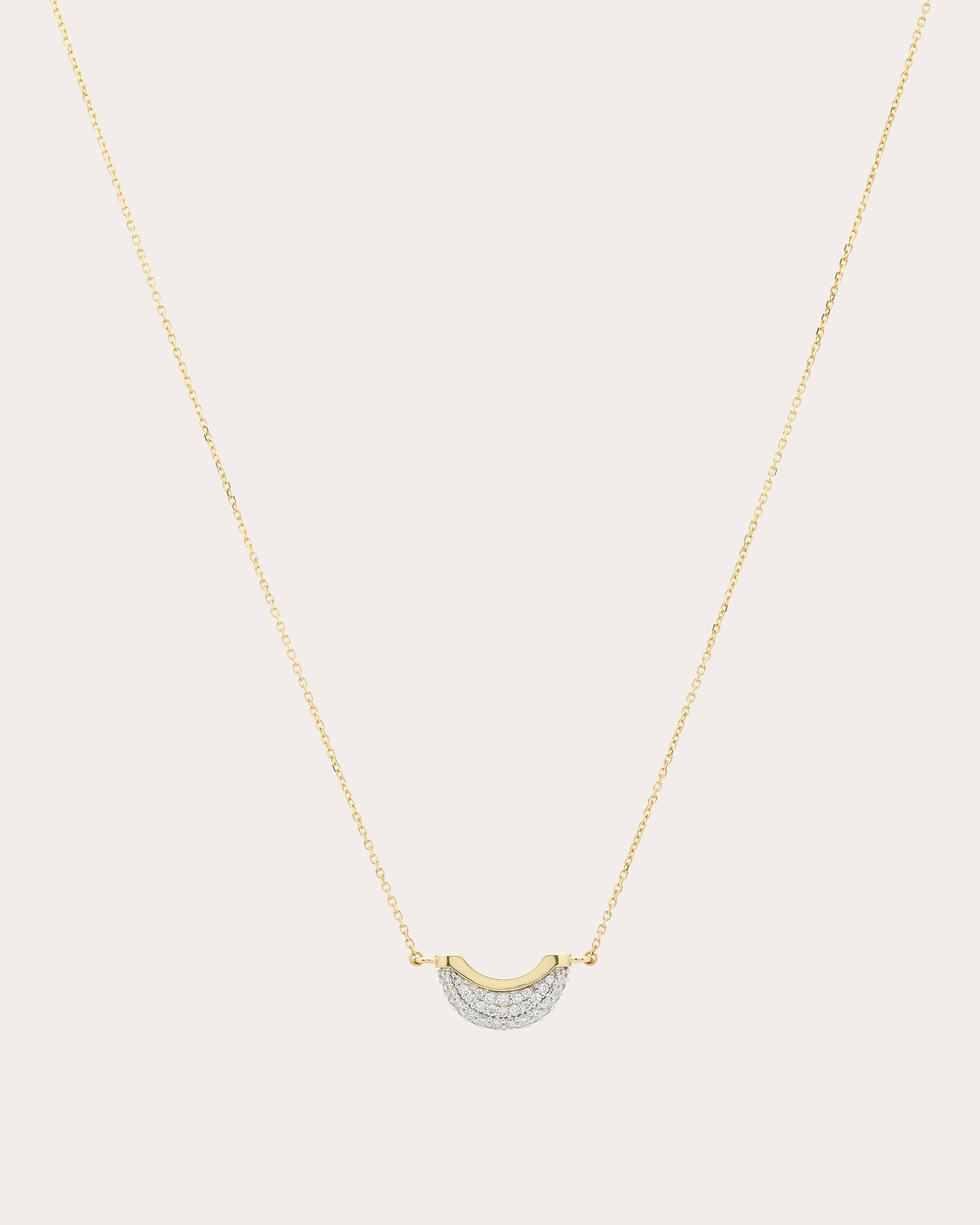 Diamond & 18k Gold Mini Luna Pavé Pendant Necklace