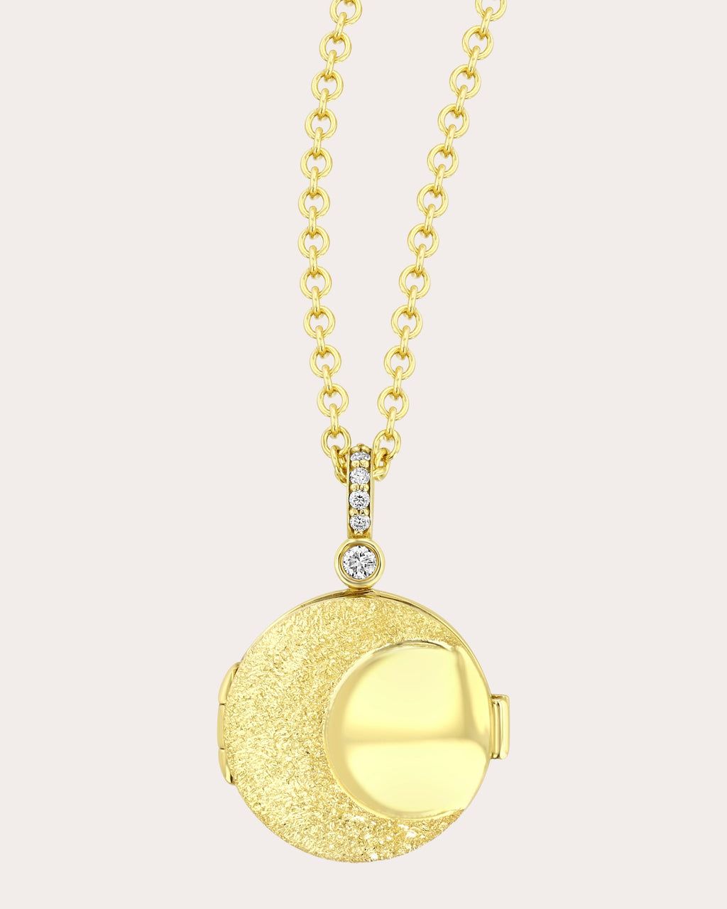 Diamond & 18k Gold Lunar Locket Necklace
