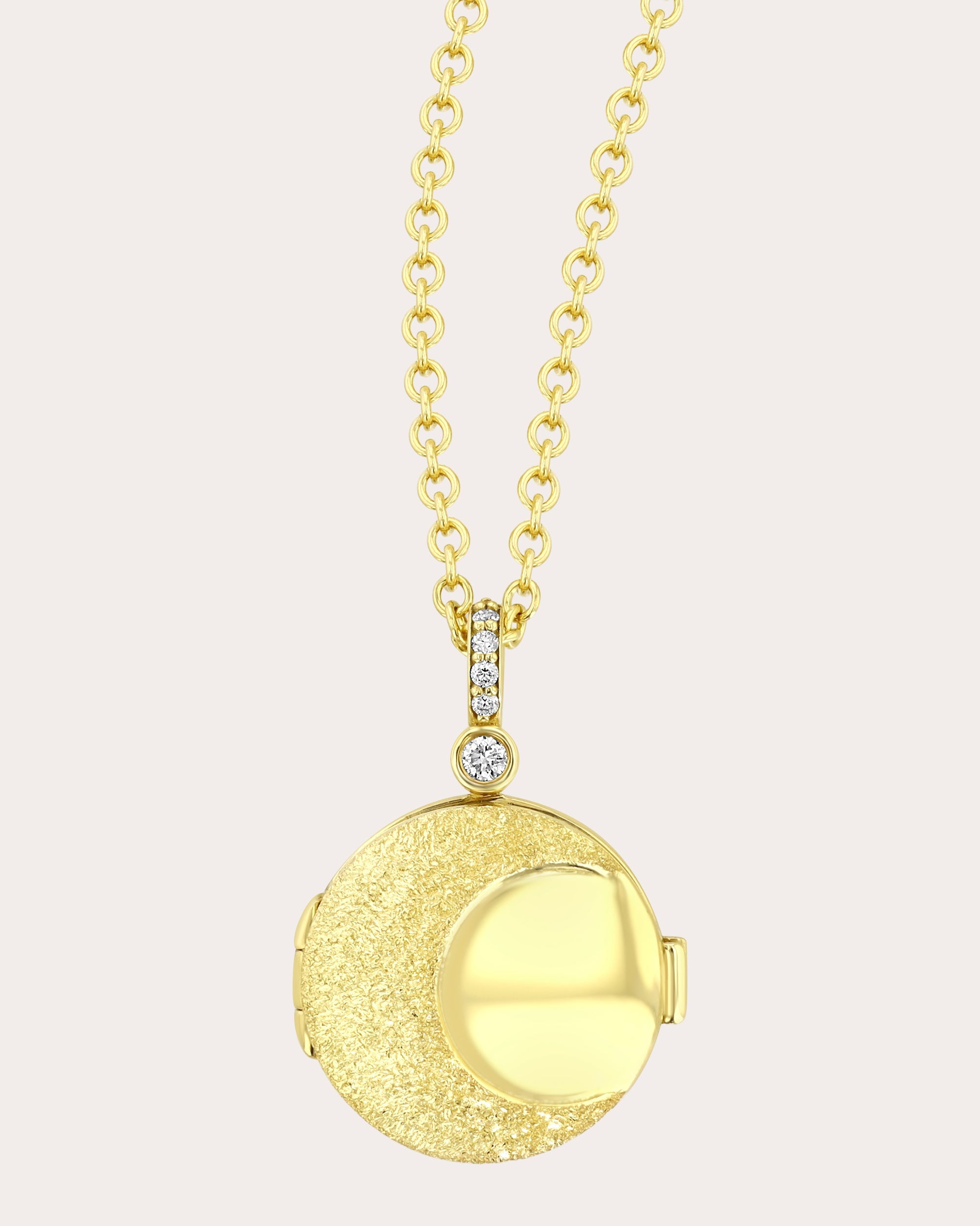 Diamond & 18k Gold Lunar Locket Necklace