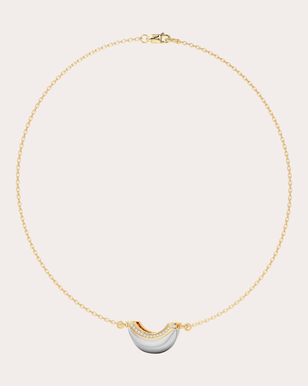 Diamond & 18k Gold Mini Luna Pendant Necklace