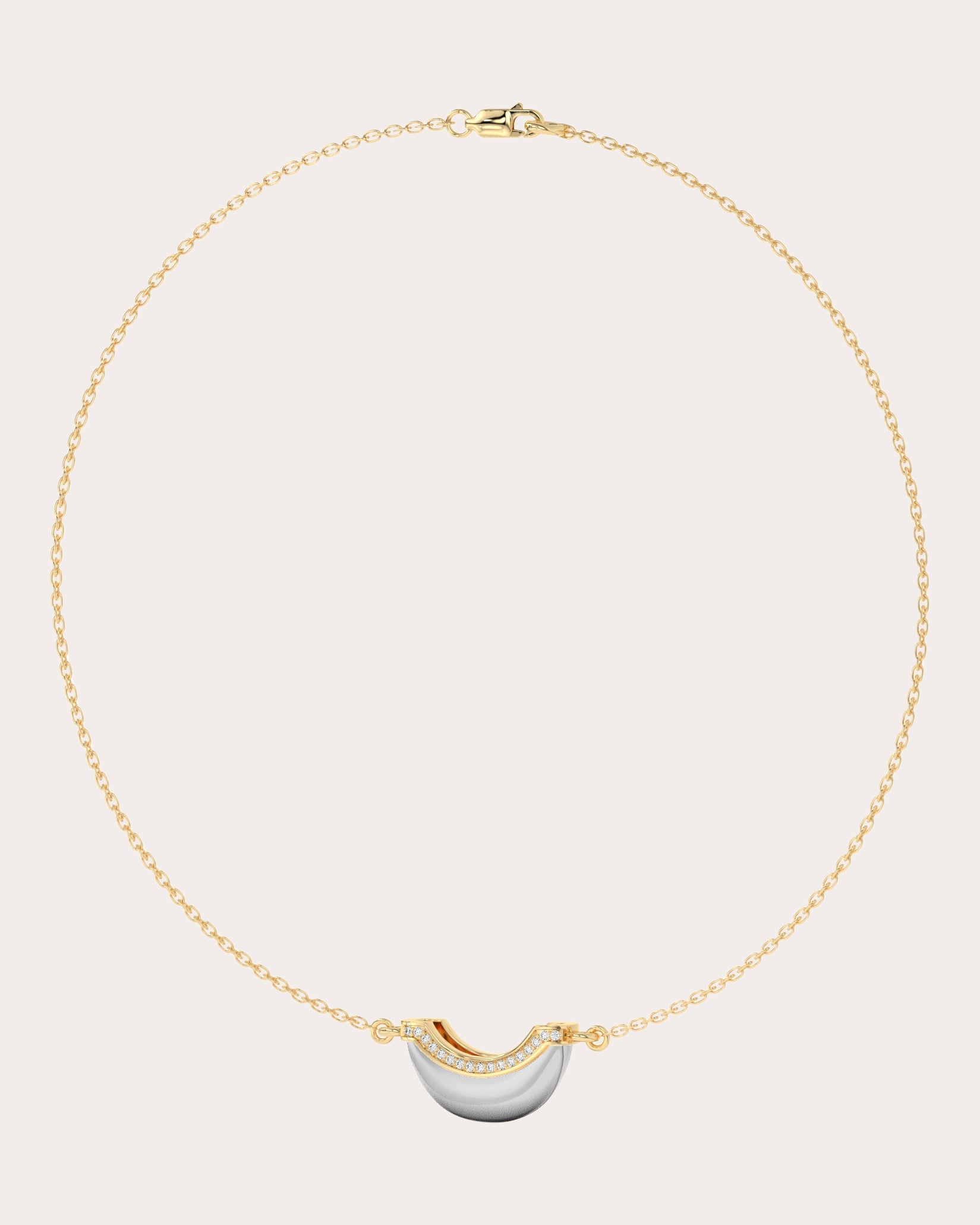 Diamond & 18k Gold Mini Luna Pendant Necklace