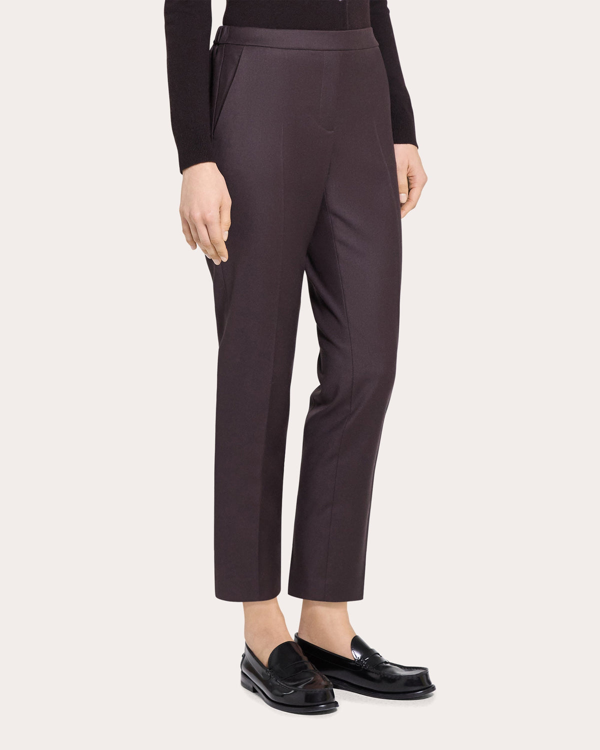 Sleek Flannel Wool Treeca Pull-On Pants