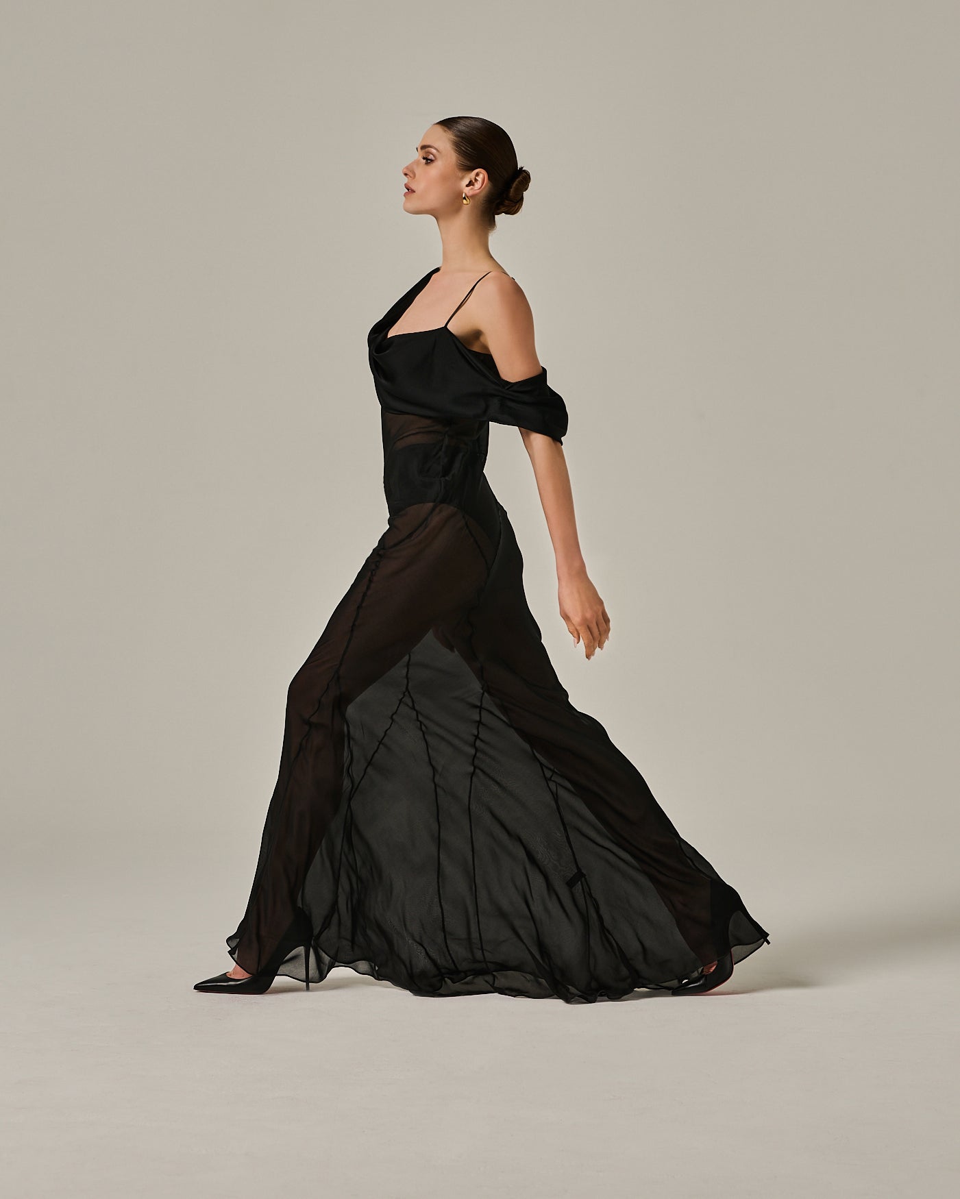 Maxim Draped Silk-Chiffon Maxi Dress