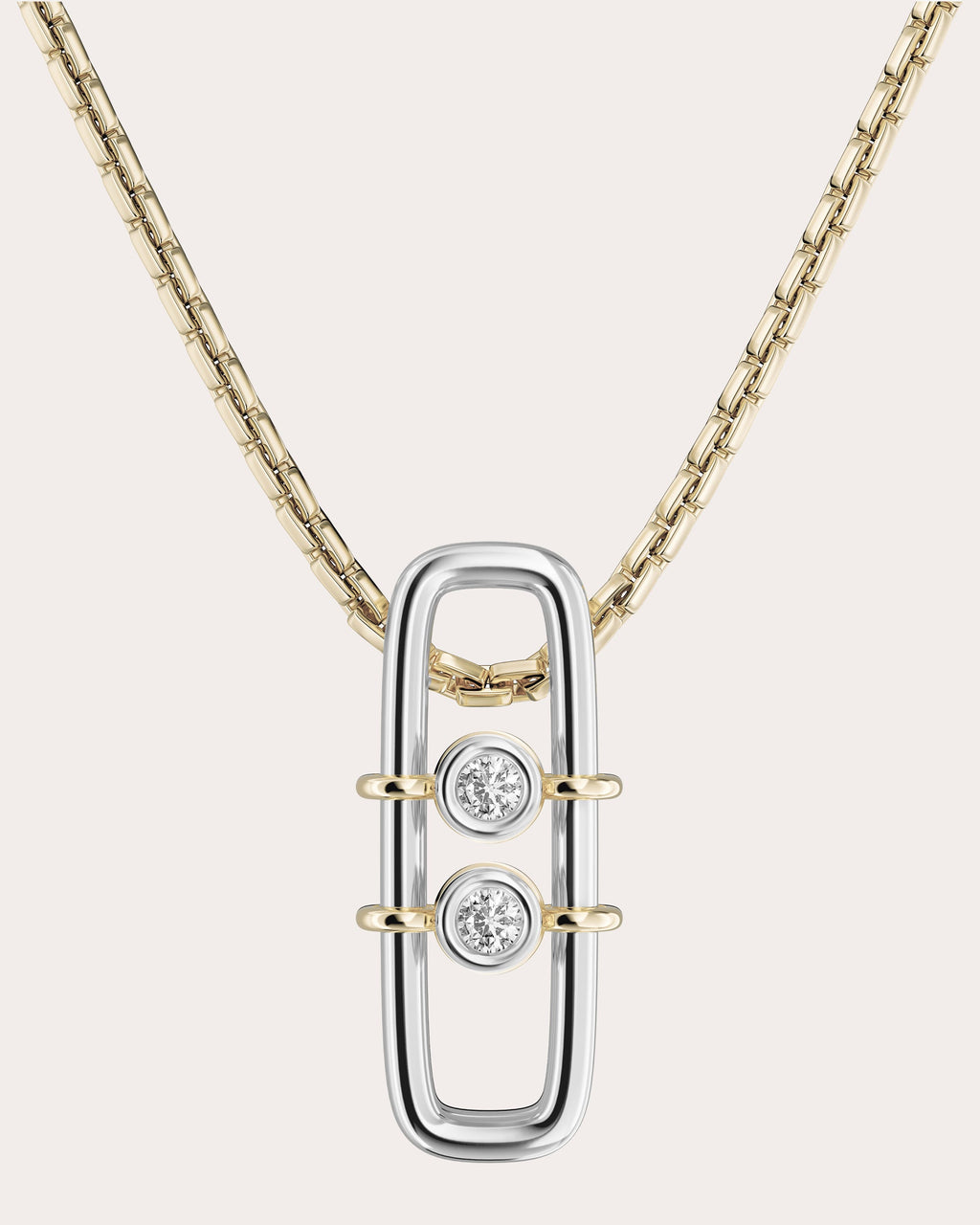 Diamond Two-Tone Métta Drop Necklace