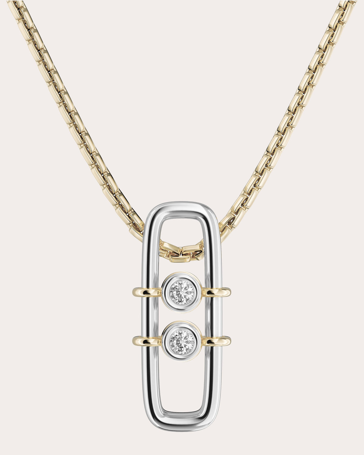 Diamond Two-Tone Métta Drop Necklace