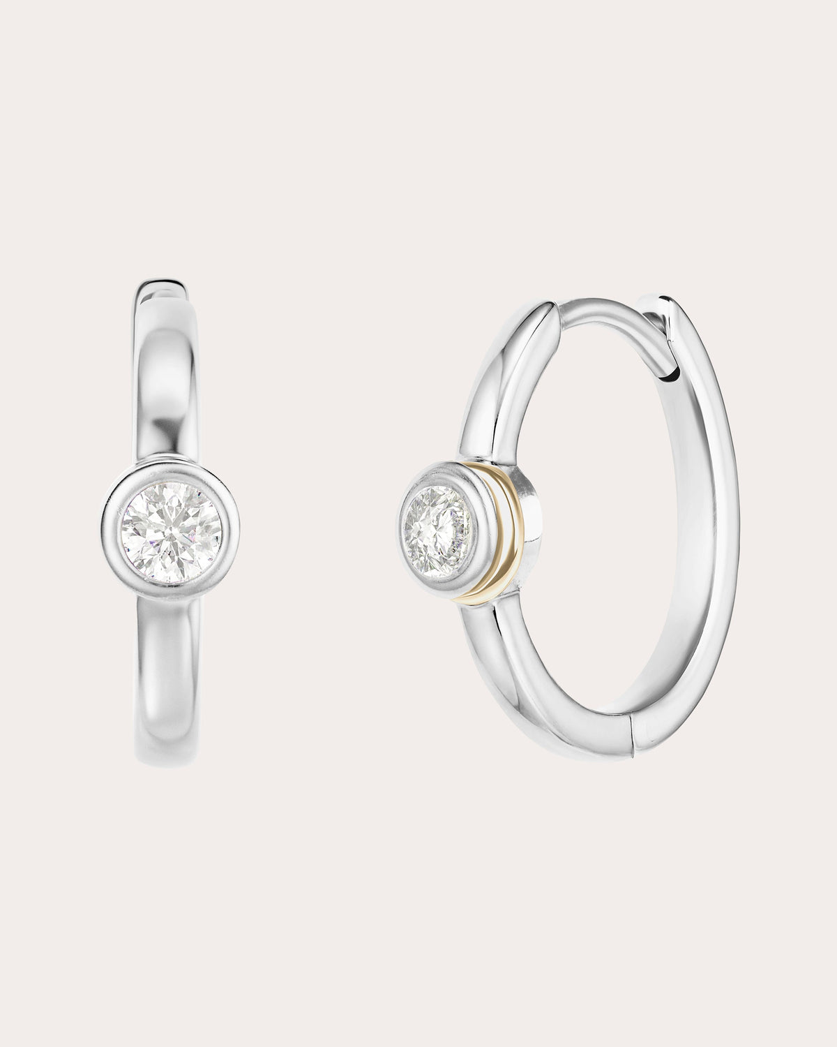 Diamond & 18k White Gold Orbit Solo Huggie Earrings