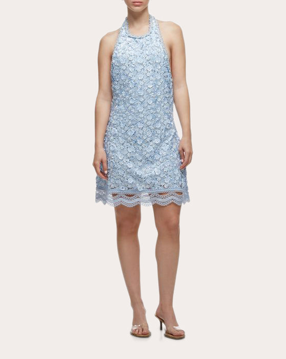 Medianoche Floral Sequin Halter Mini Dress