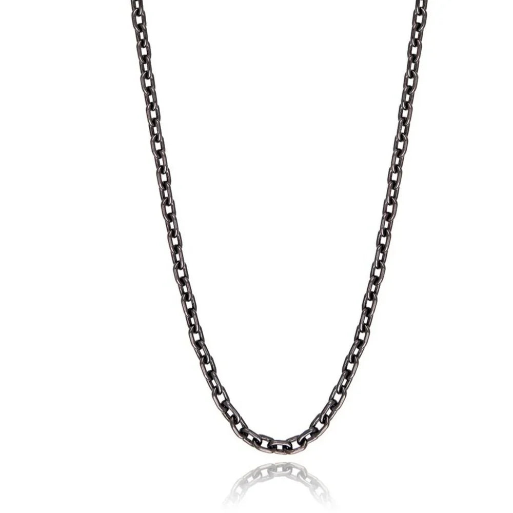 Cable Chain with Gunmetal Finish in Silver 24''