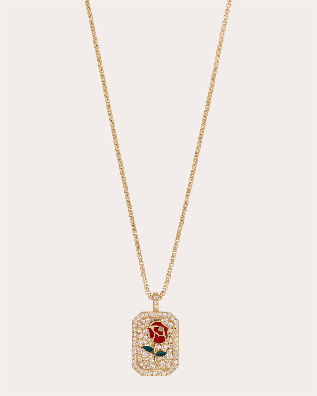 Diamond & 18k Gold Rose Antique Pendant Necklace
