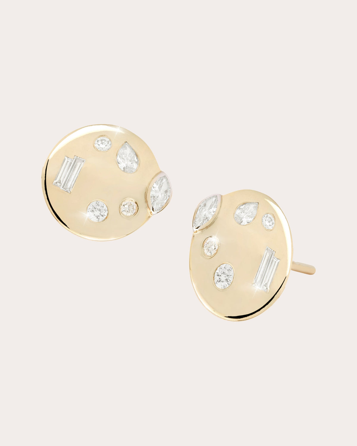 Diamond Disc Mini MéLange Stud Earrings