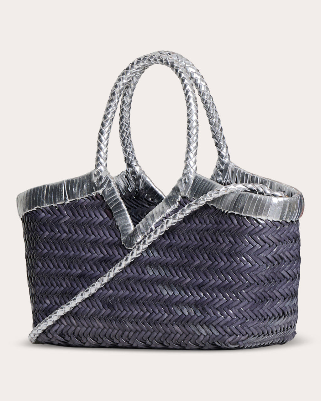 Monet Frame Woven Leather Shoulder Bag