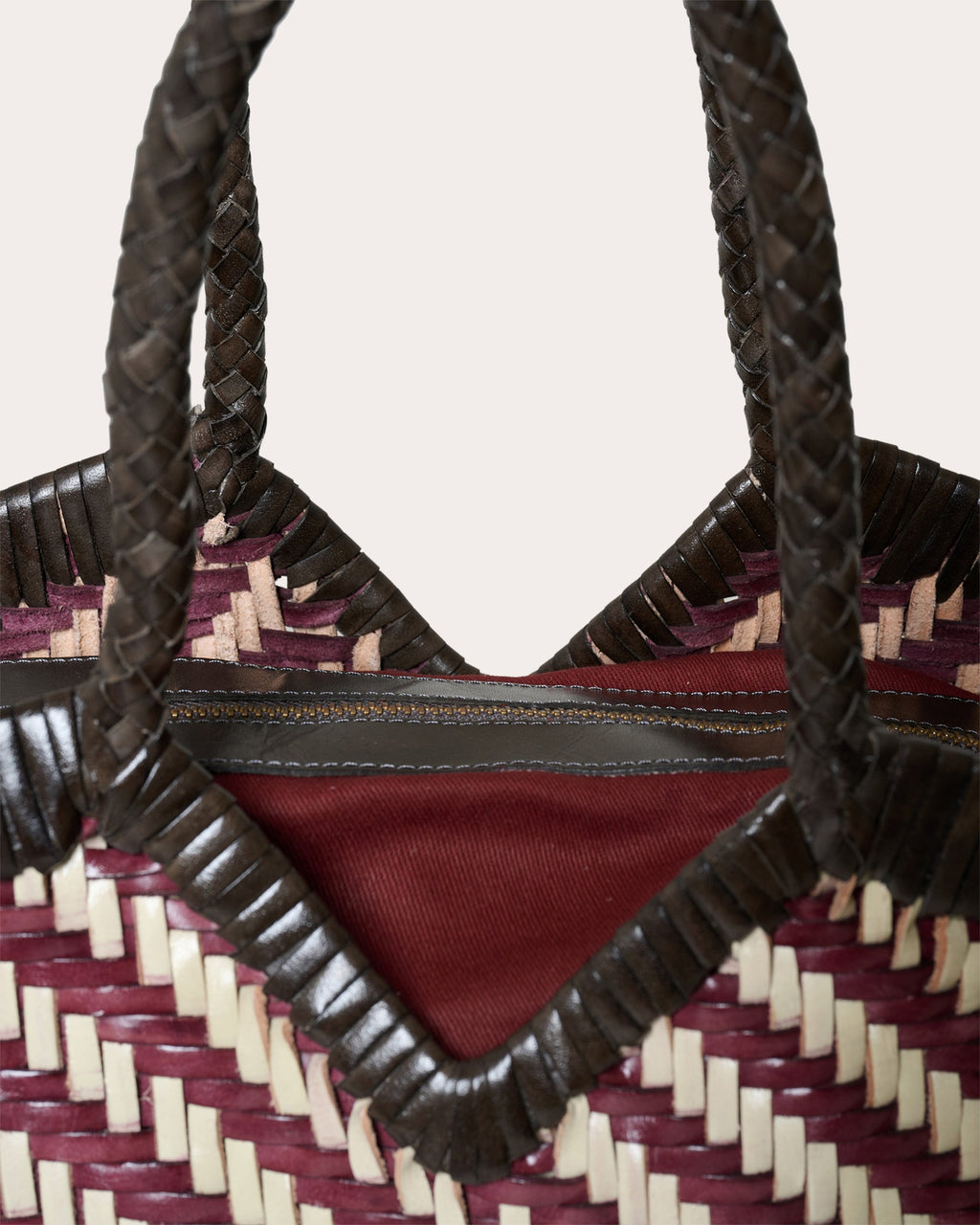 Monet Stripe Woven Leather Shoulder Bag