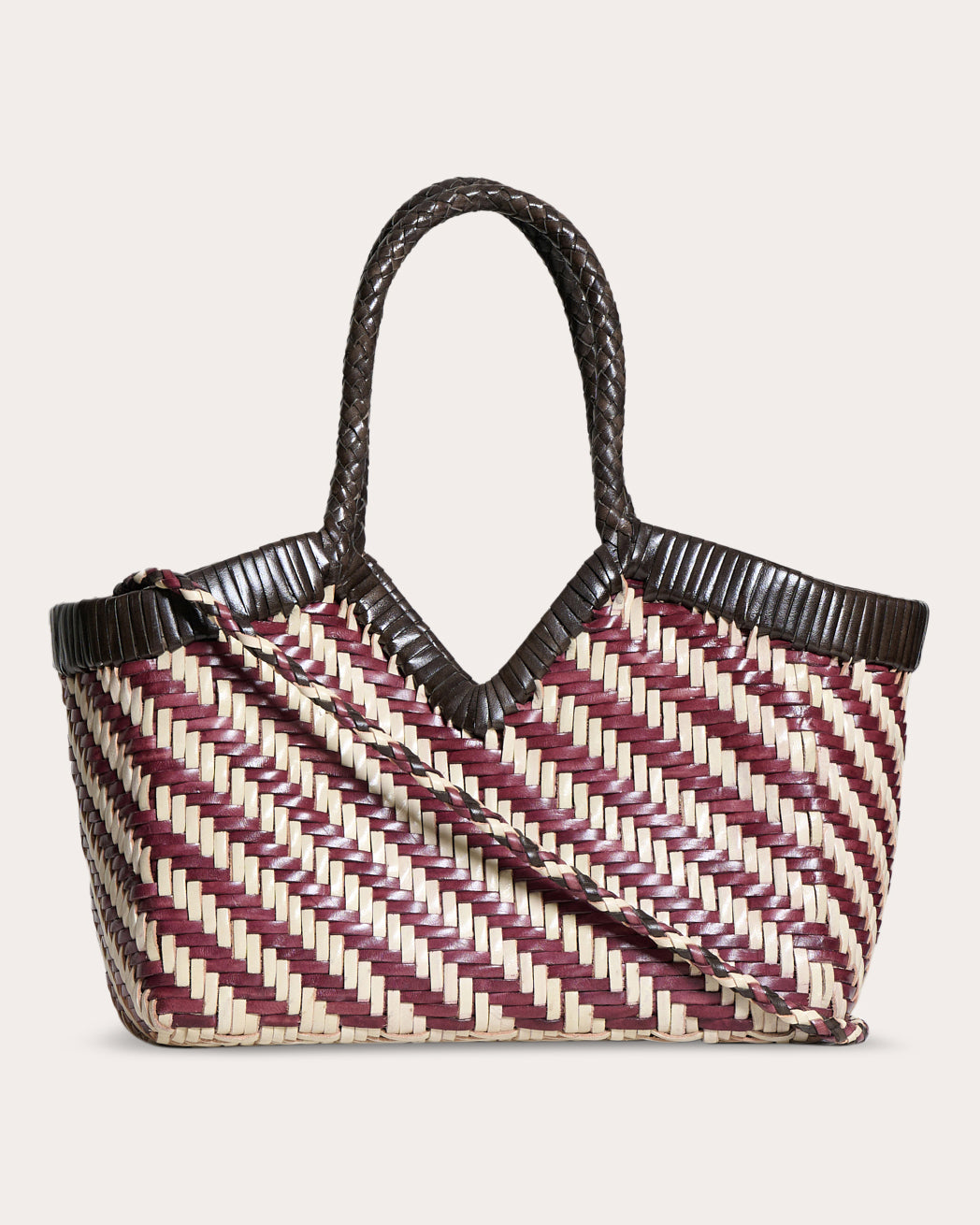 Monet Stripe Woven Leather Shoulder Bag