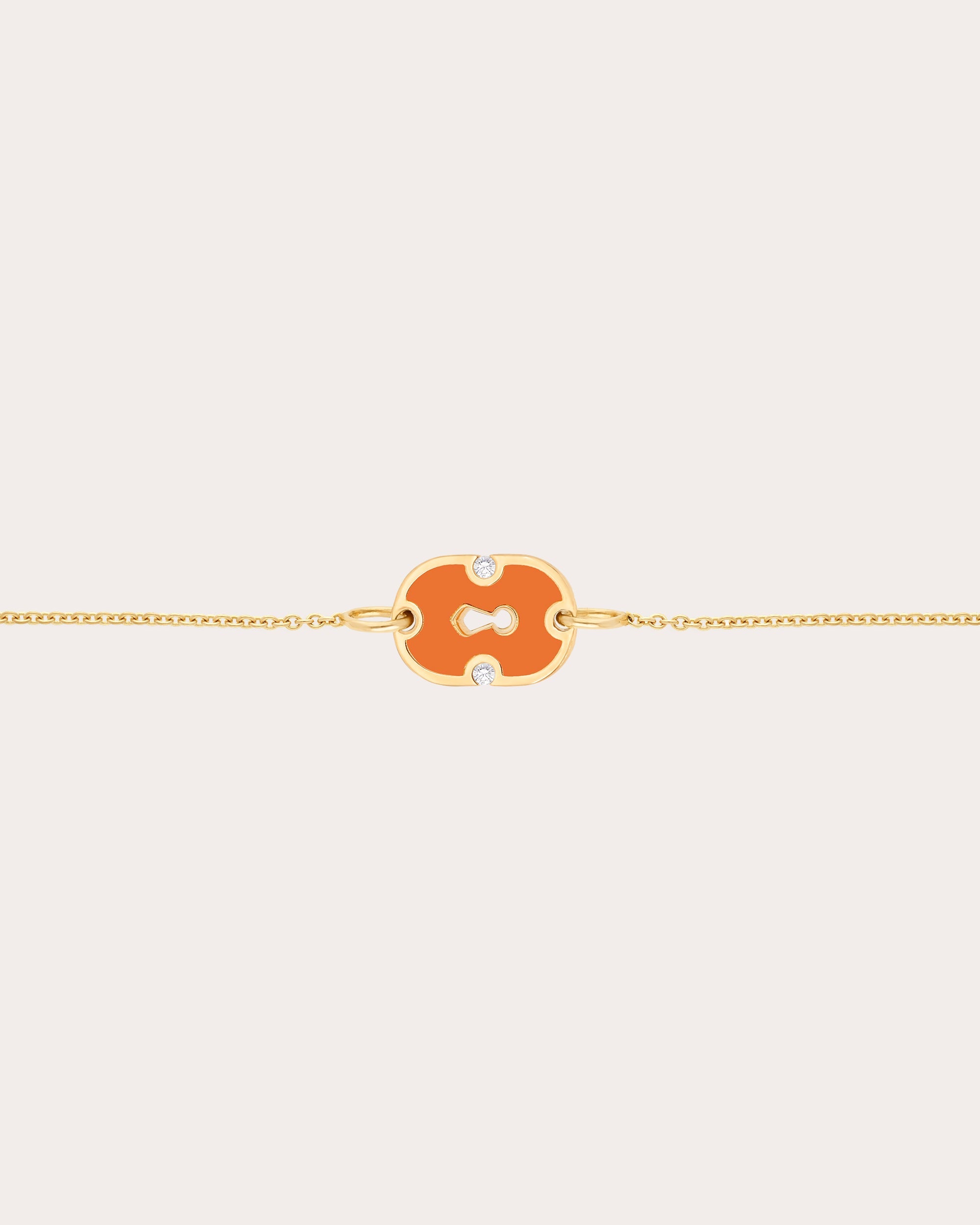 Orange Ceramic & Diamond 18k Gold Unlock Bracelet
