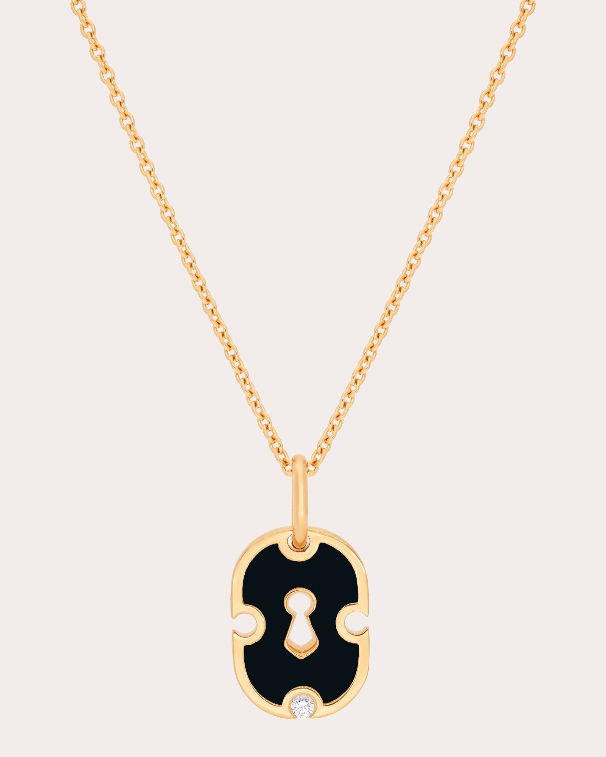 Black Ceramic & Diamond Unlock Pendant Necklace