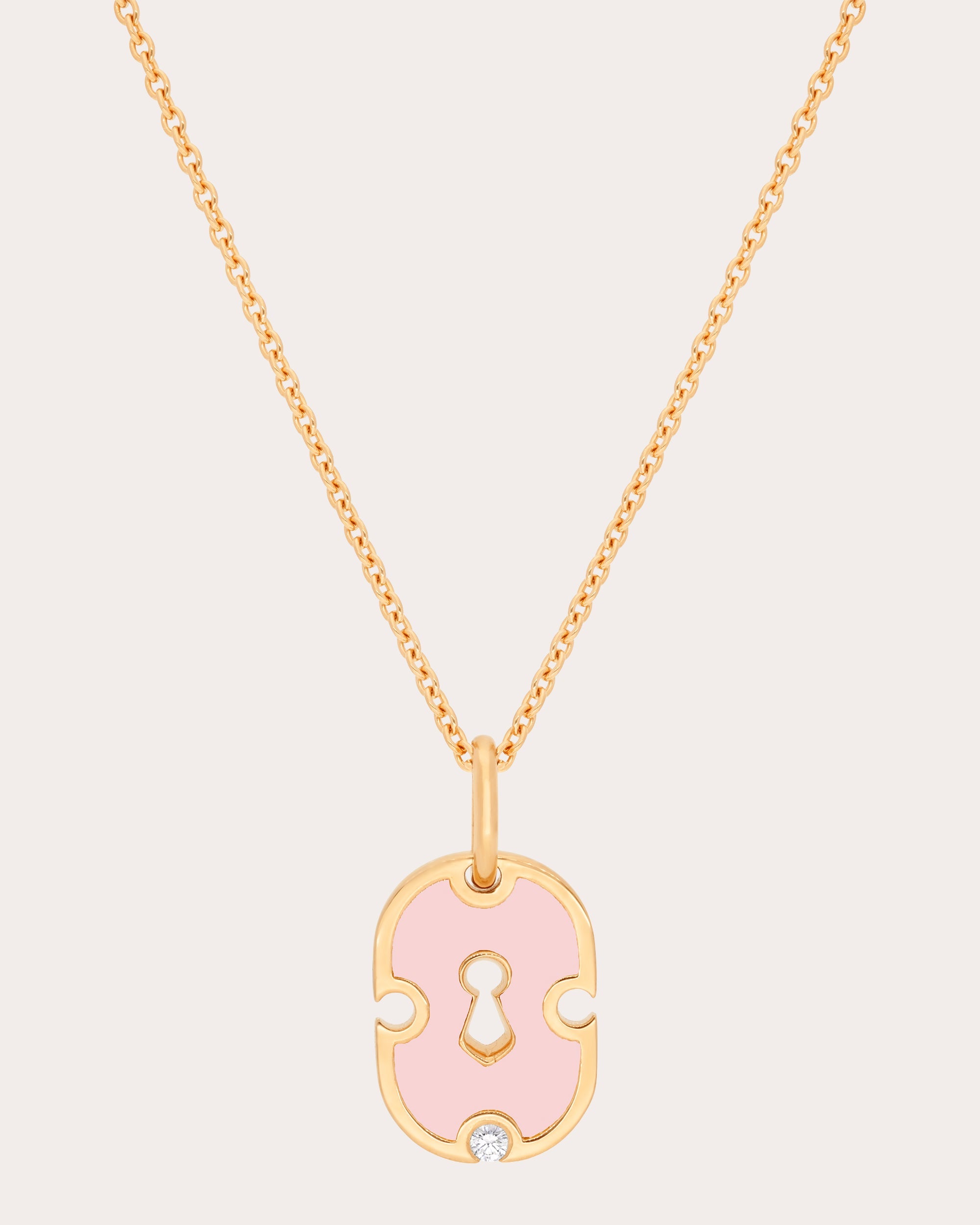 Pink Ceramic & Diamond Unlock Pendant Necklace