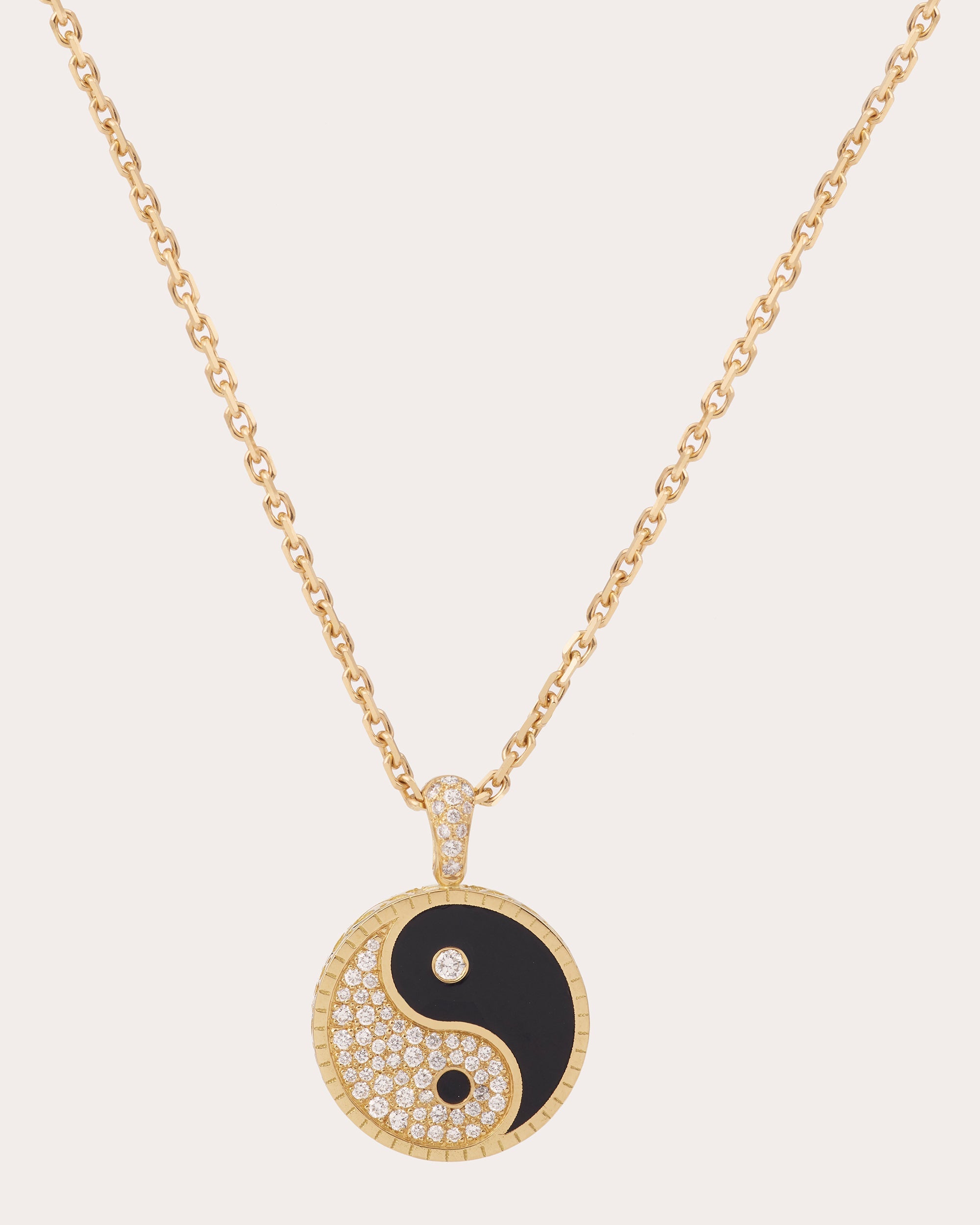 Diamond & 18k Gold Large Yin Yang Pendant Necklace