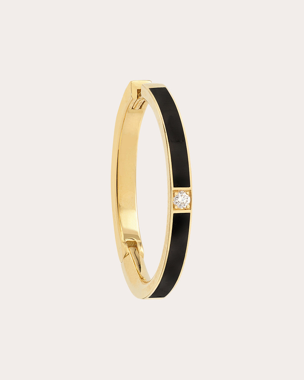 Diamond & Black Enamel Songe Hoop Earring