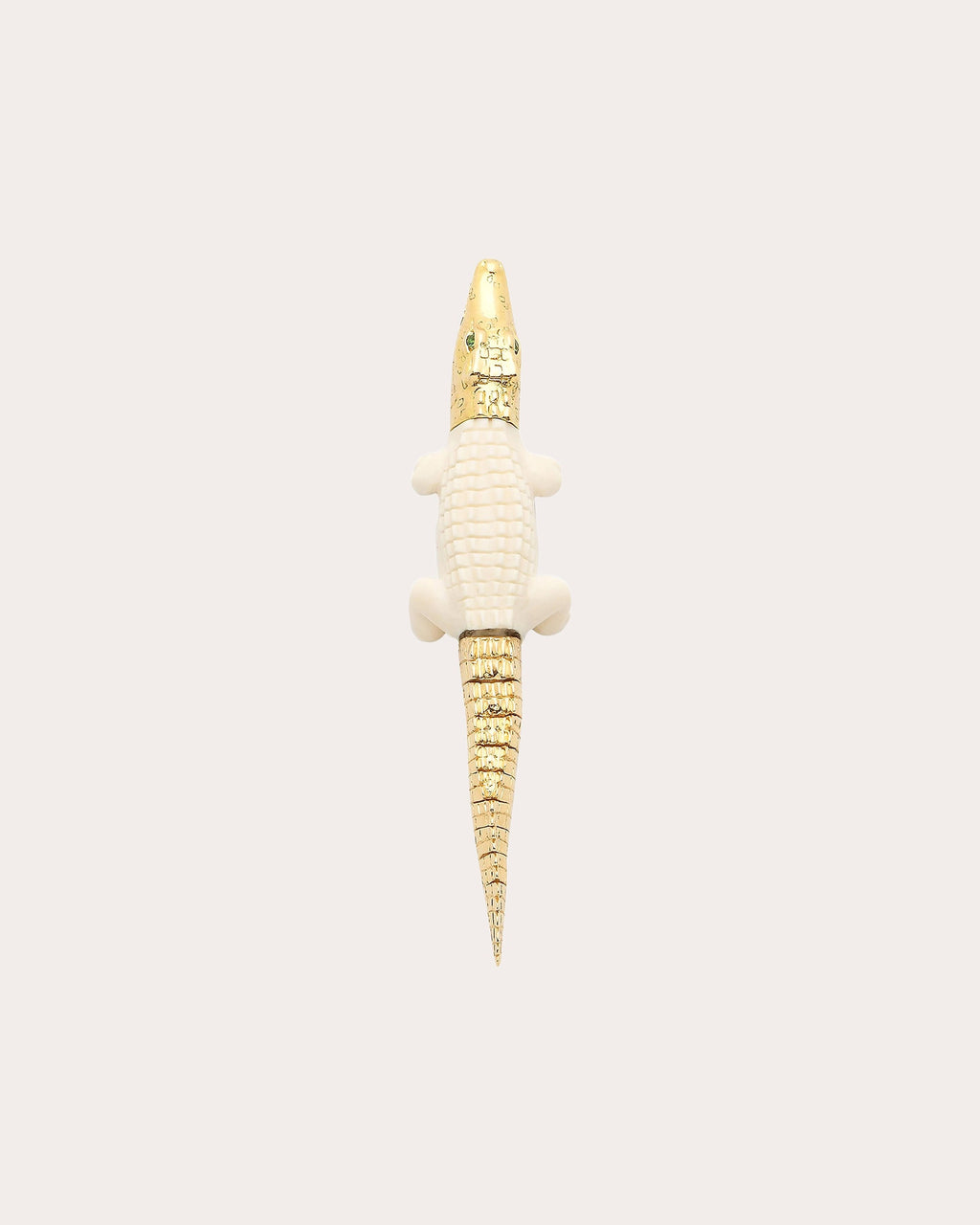 Alligator Bite Large 18K Gold Carved Mammoth Single Earring