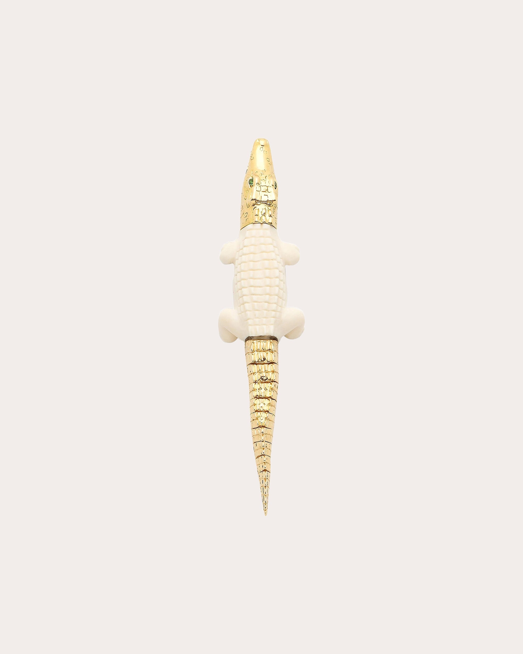 Alligator Bite Large 18K Gold Carved Mammoth Single Earring