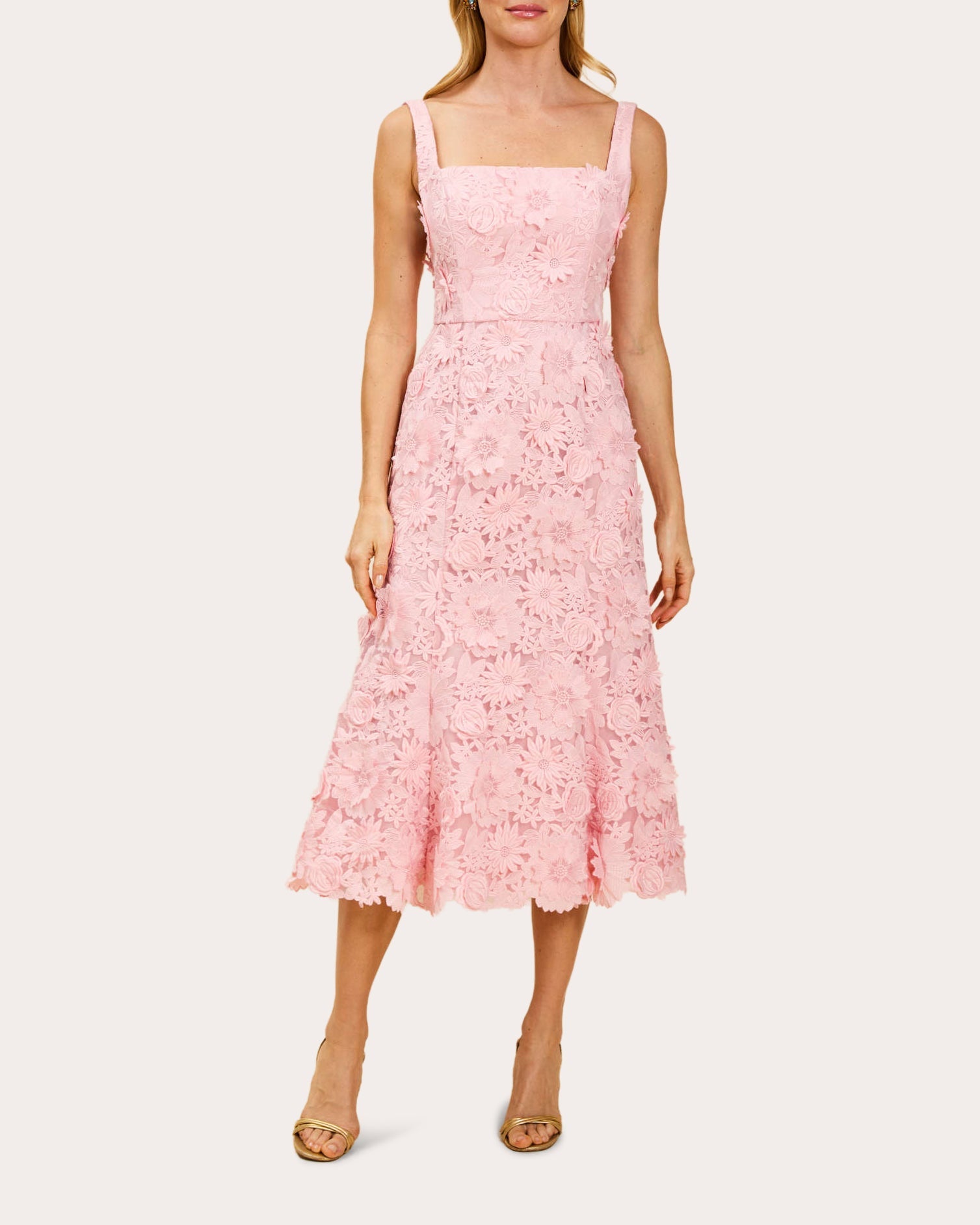 Manila Floral Lace Flared Midi Dress