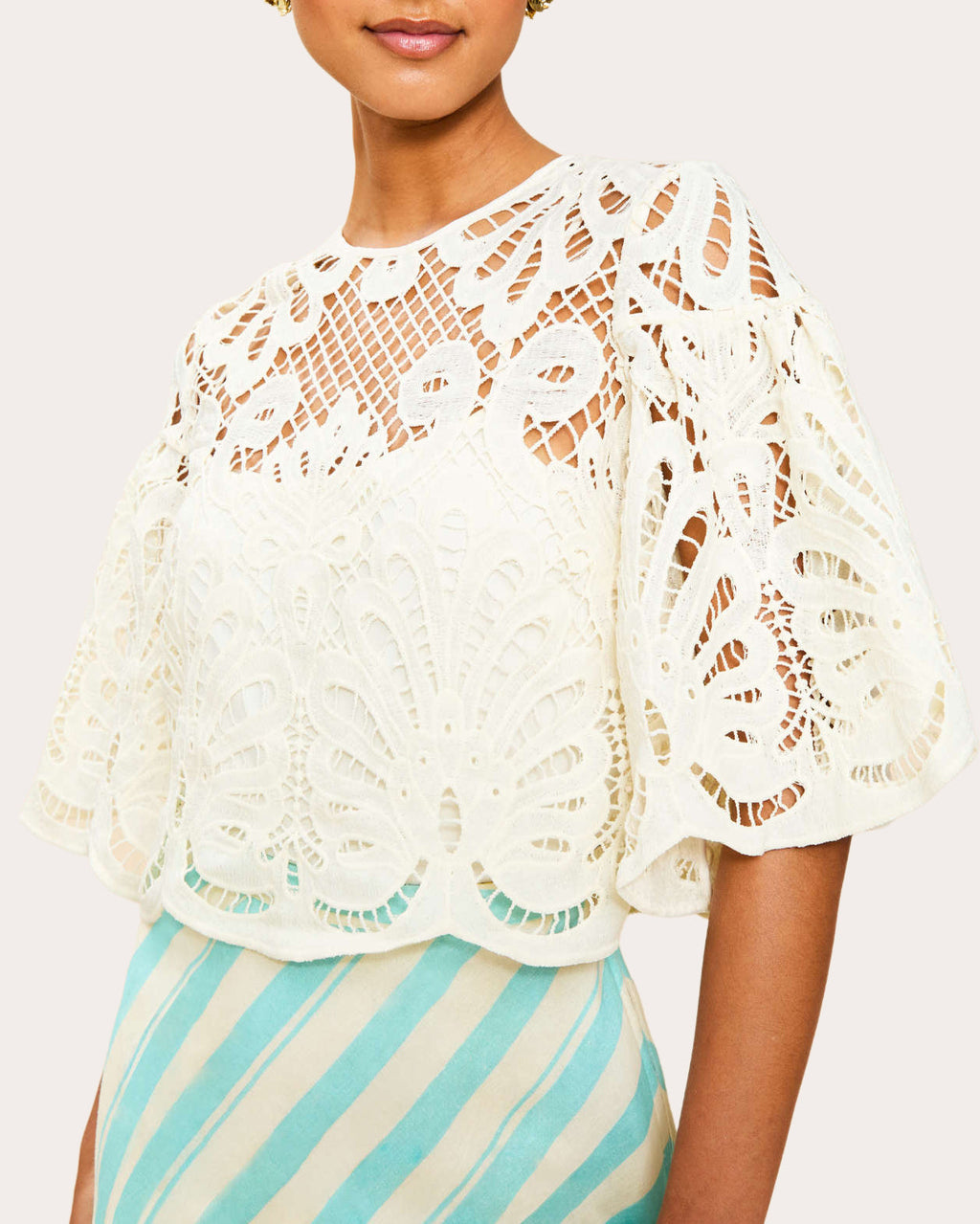 Marianna Scalloped Lace Crop Top