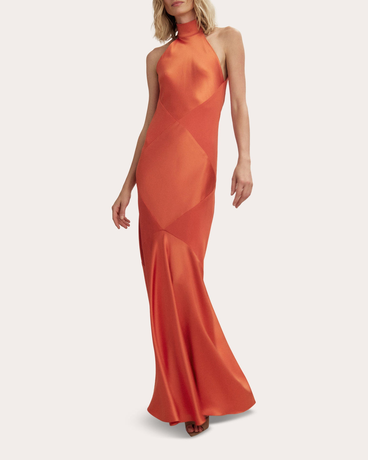 Marigold Silk Bias Halter Gown