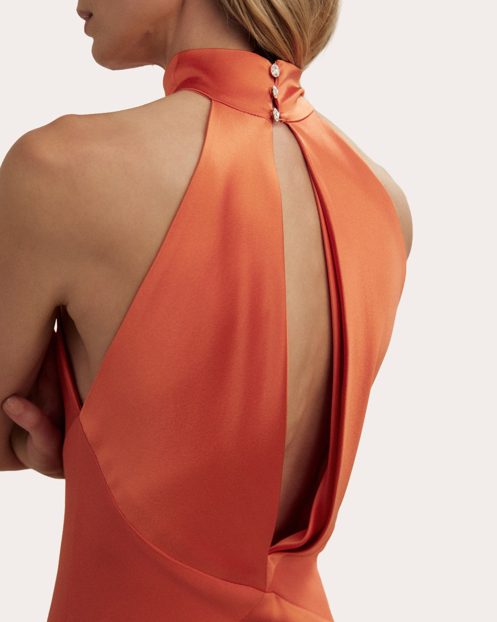 Marigold Silk Bias Halter Gown