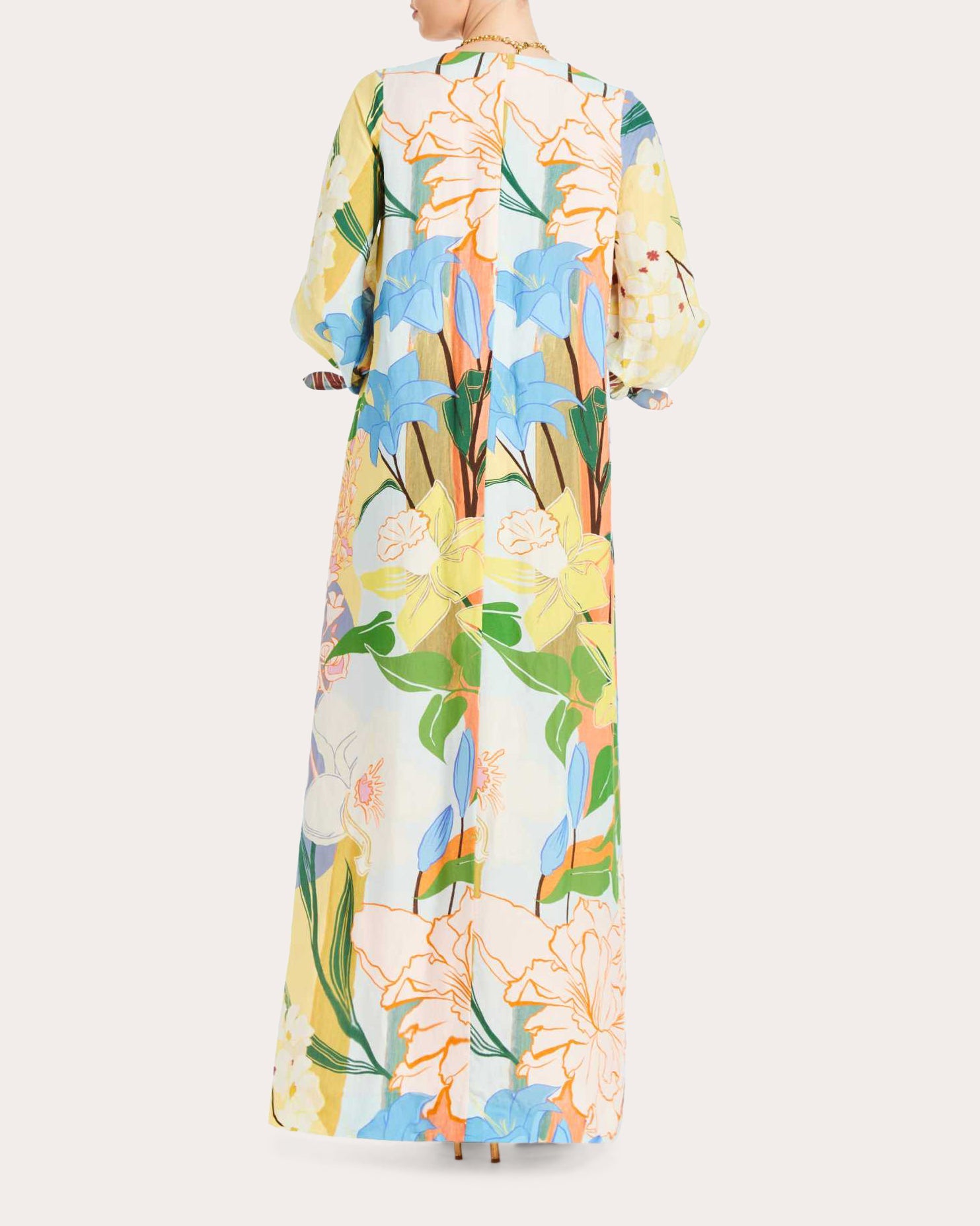 Marrakech Floral Organza Scoop Neck Gown