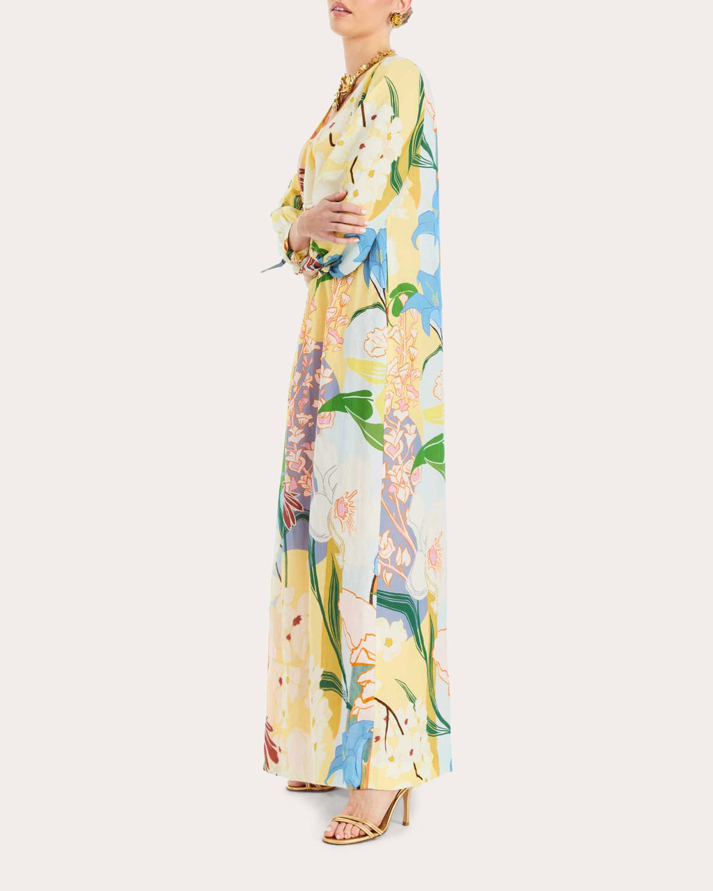 Marrakech Floral Organza Scoop Neck Gown