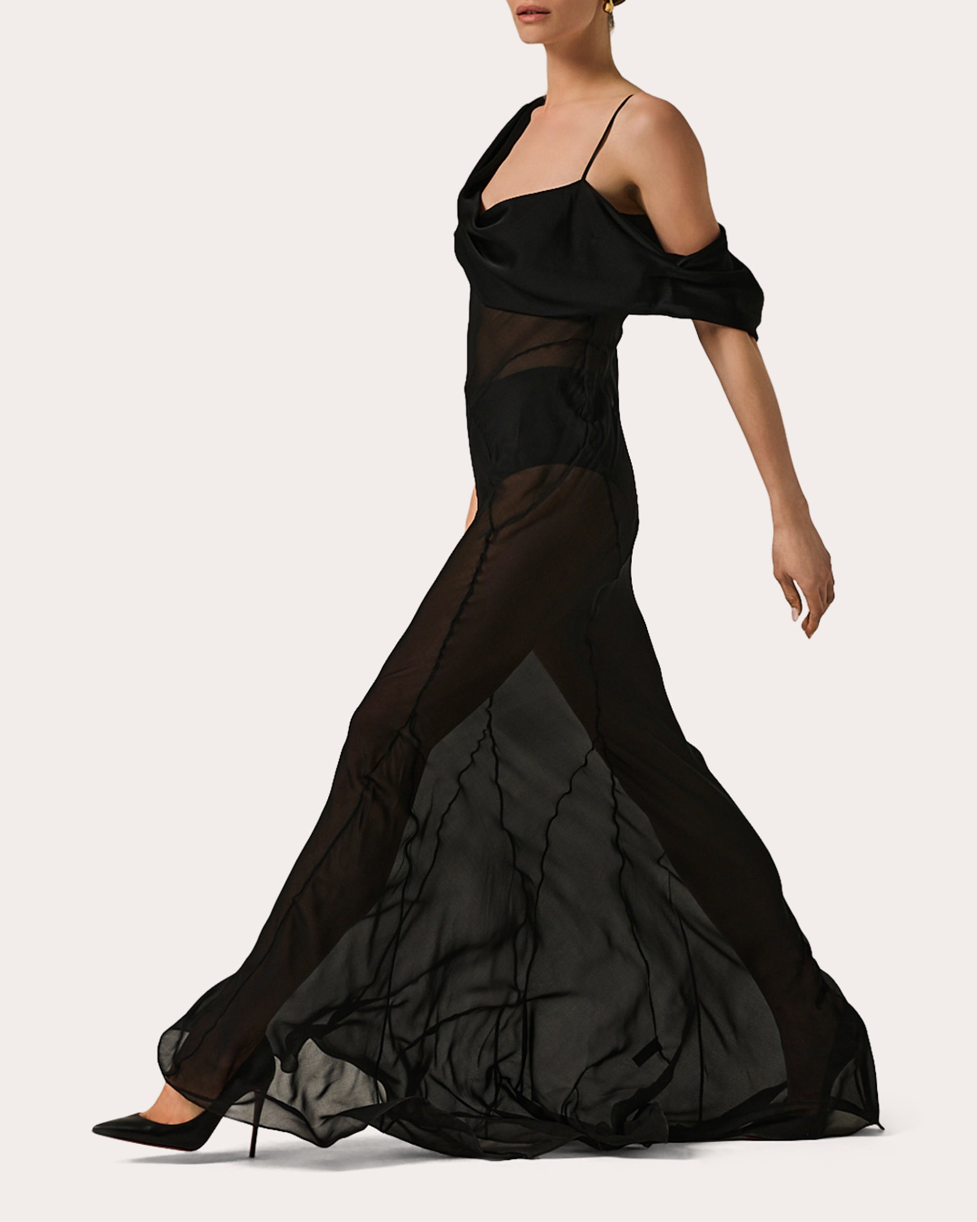Maxim Draped Silk-Chiffon Maxi Dress