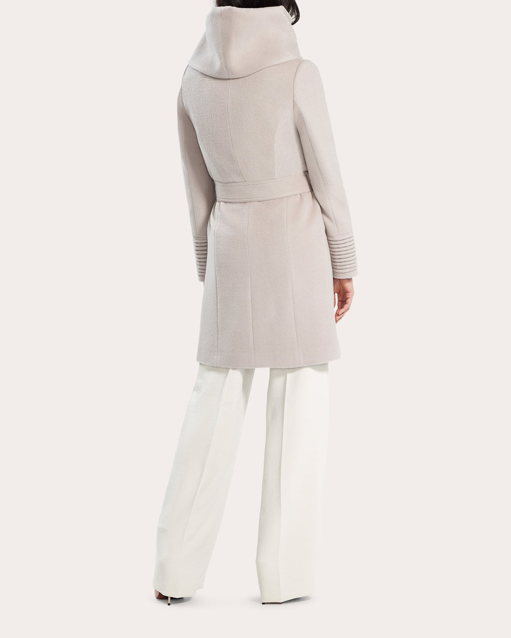 Alpaca Wool Mid-Length Hooded Wrap Coat