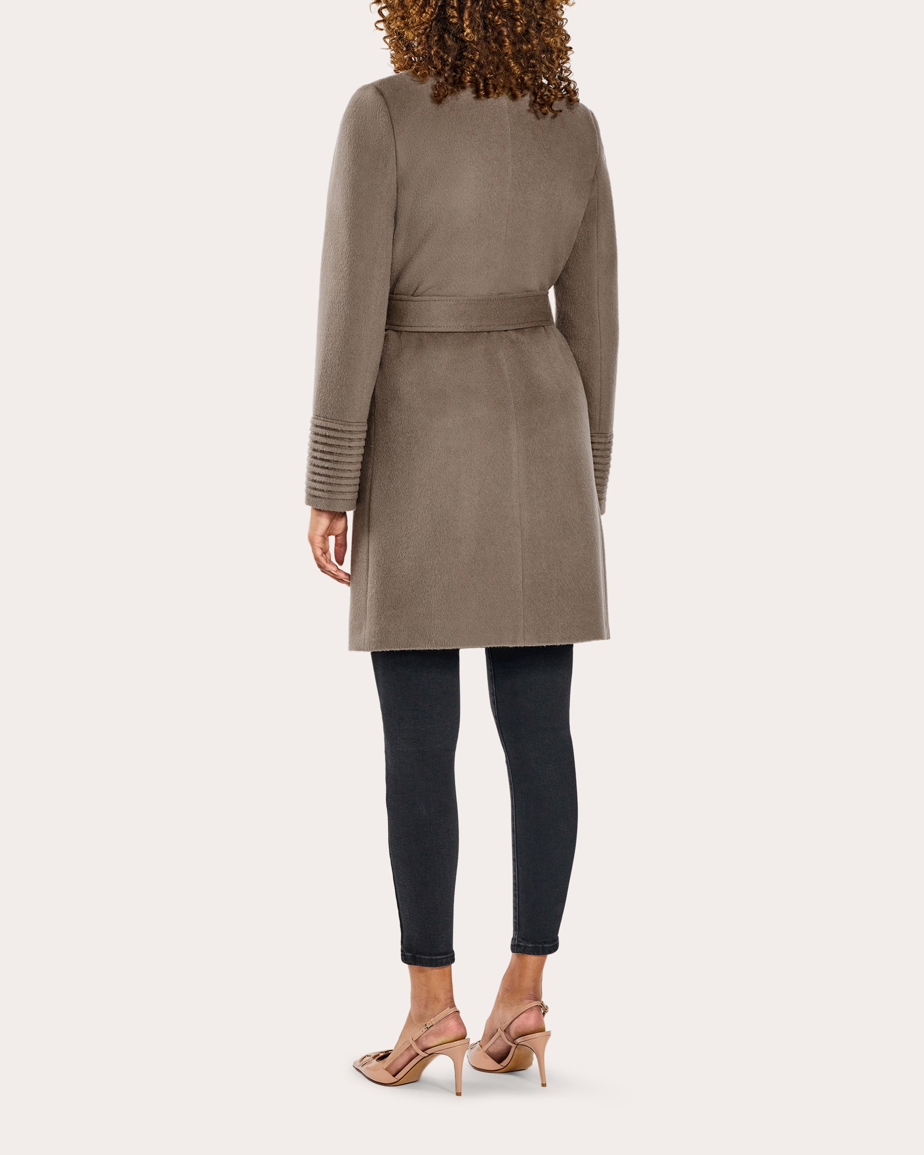 Notched-Collar Midi Wrap Coat