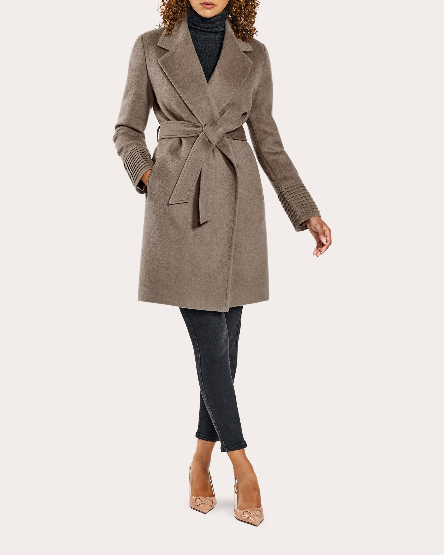 Notched-Collar Midi Wrap Coat
