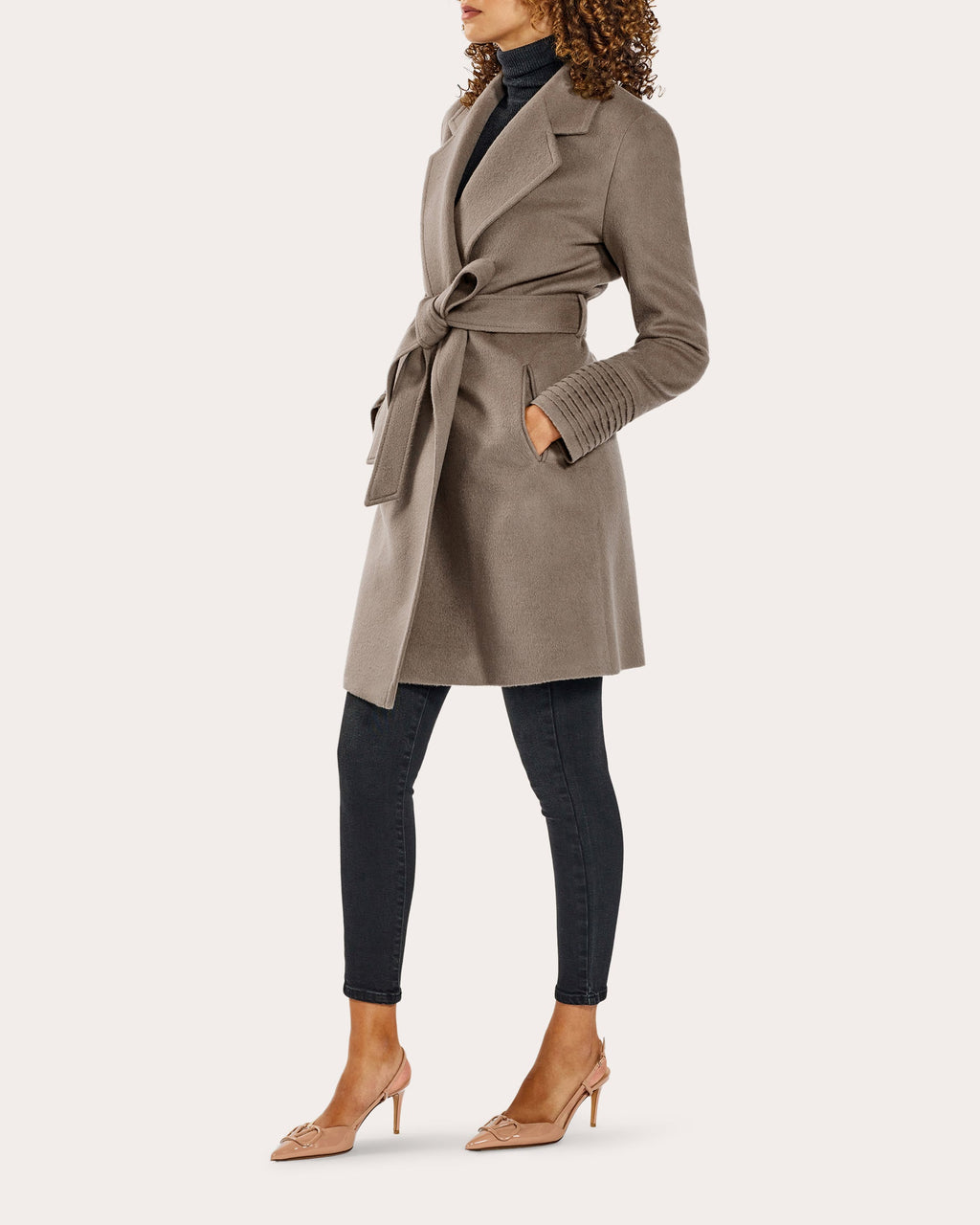 Notched-Collar Midi Wrap Coat