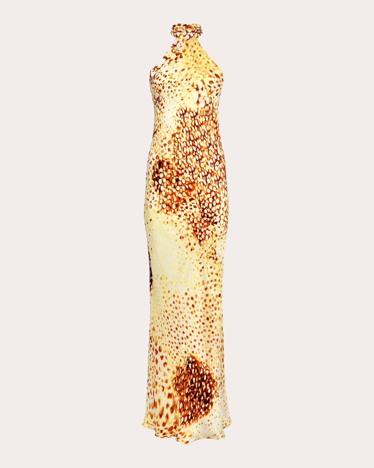 Mikaela Printed Silk Halter Maxi Dress