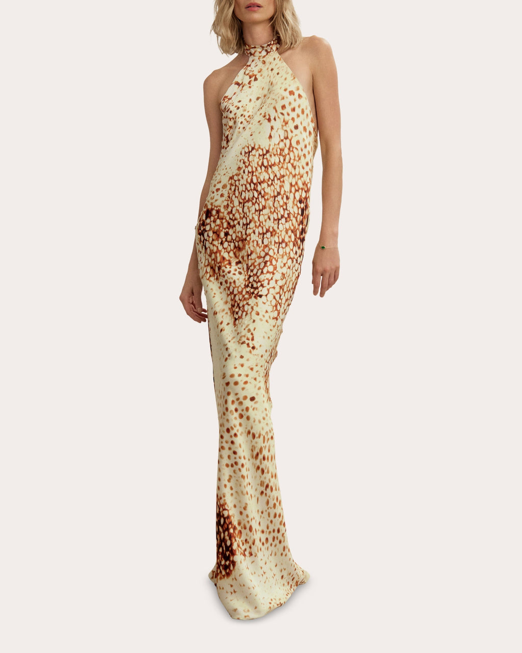 Mikaela Printed Silk Halter Maxi Dress
