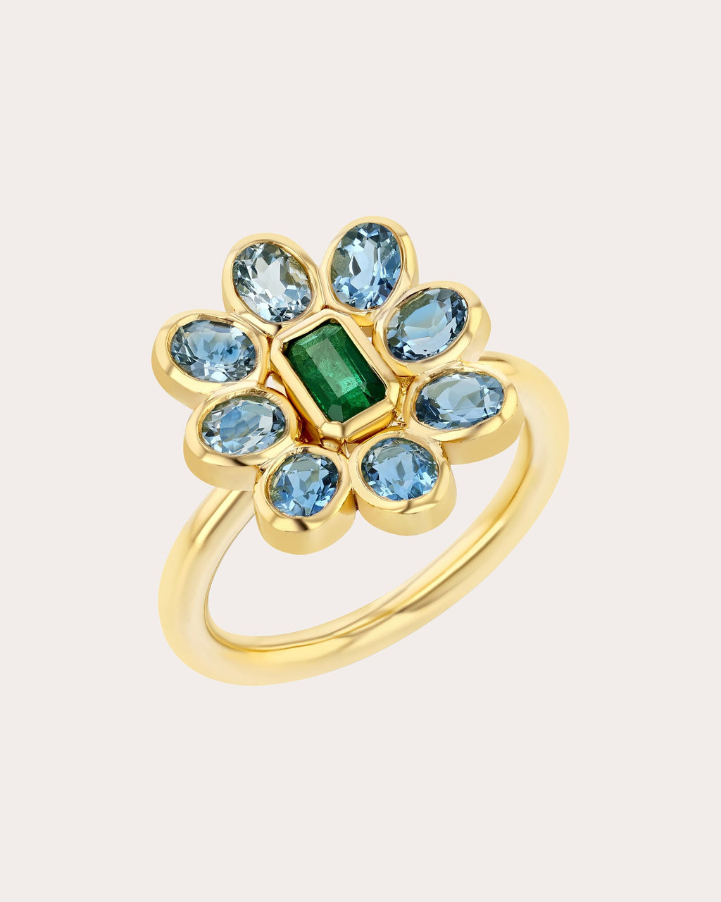 Aquamarine & Emerald Baby Bloom Ring