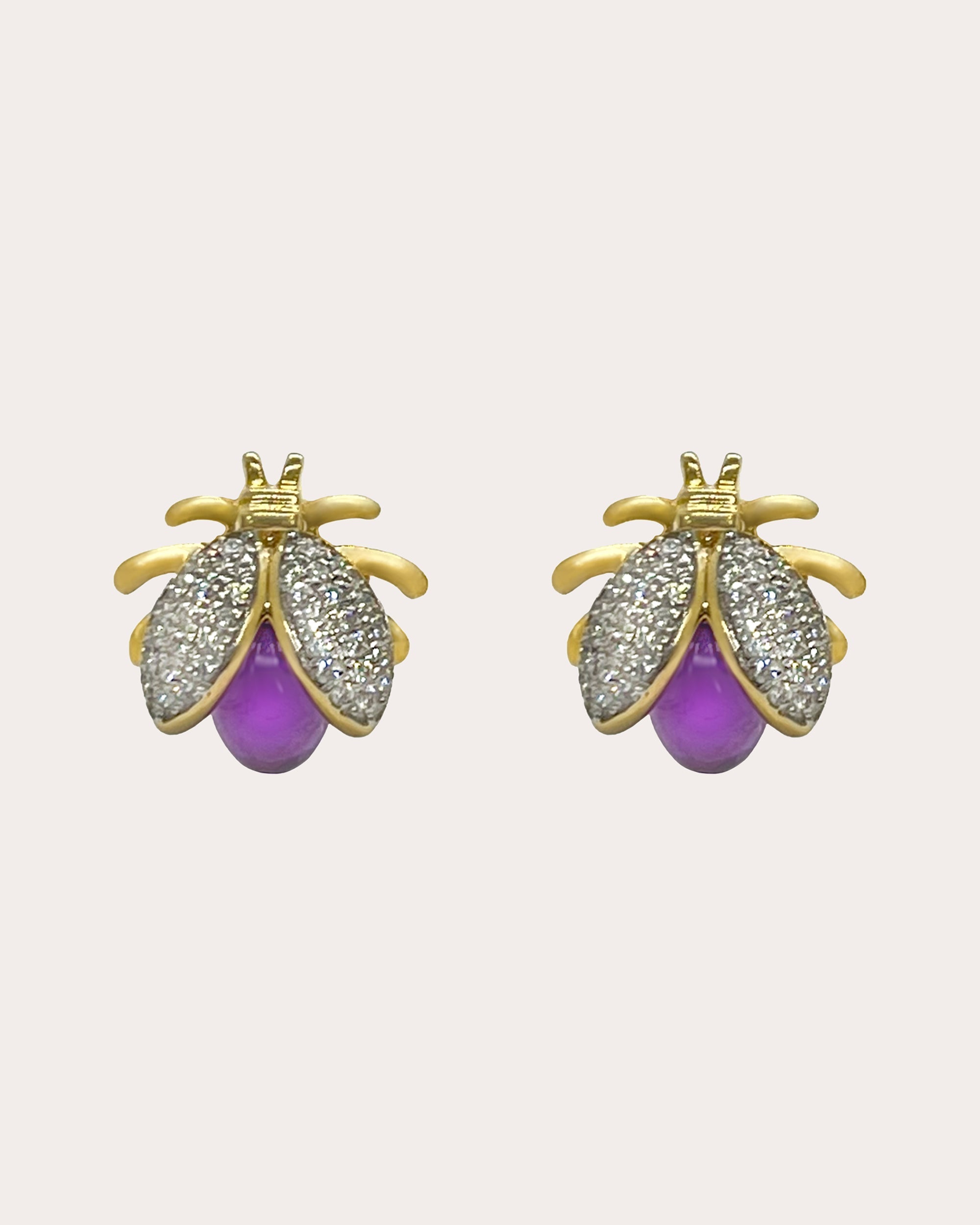 Mini Catarina 18K Gold Amethyst and Diamond Stud Earrings