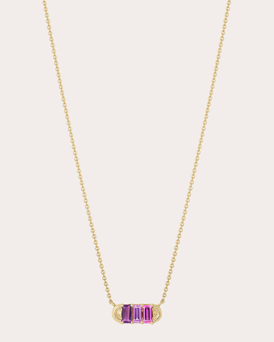 Amethyst & Pink Sapphire Mini Cosmos Arc Necklace