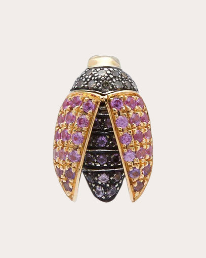Pink Sapphire Mini Scarab Wings Stud Earring